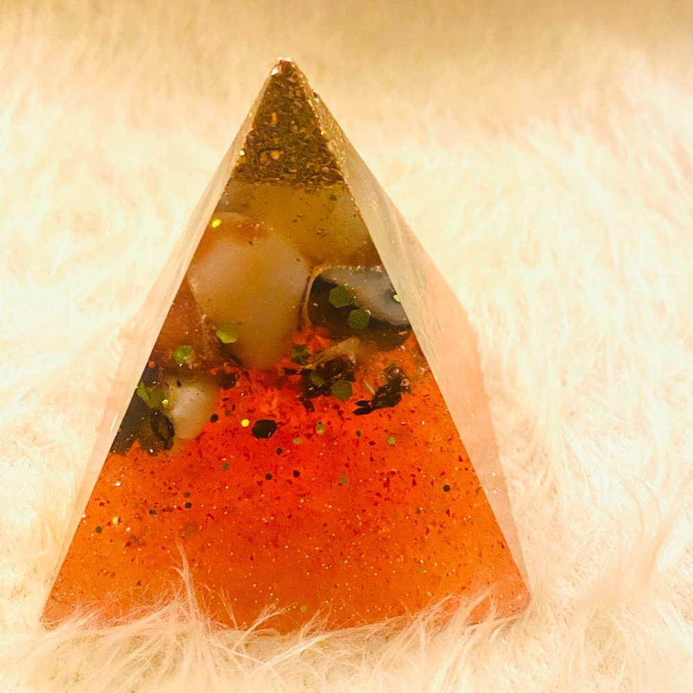 Carnelian Pyramid Orgonite (Handmade)